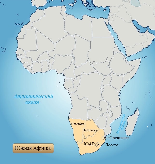 Карта Южной Африки 