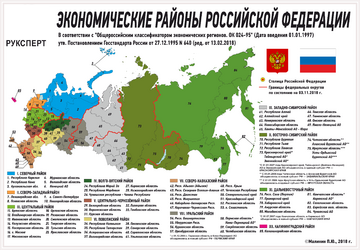 Экономические районы России по состоянию на 2018 г.