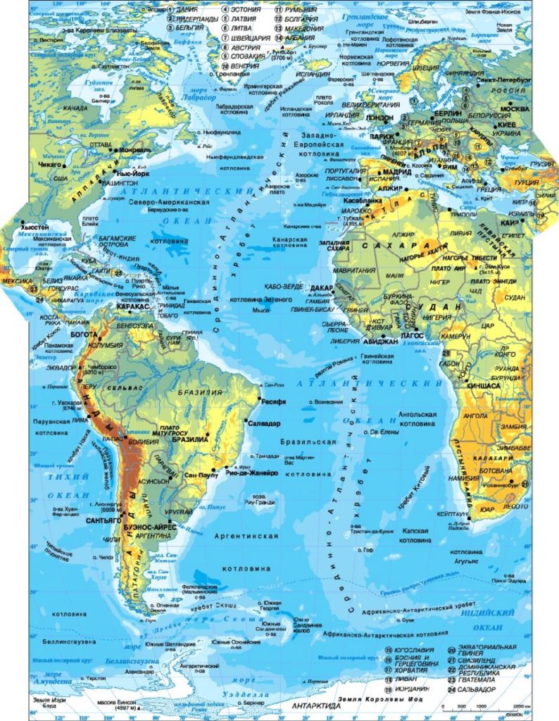 ostrova-atlanticheskogo-okeana-na-karte Острова Атлантического океана