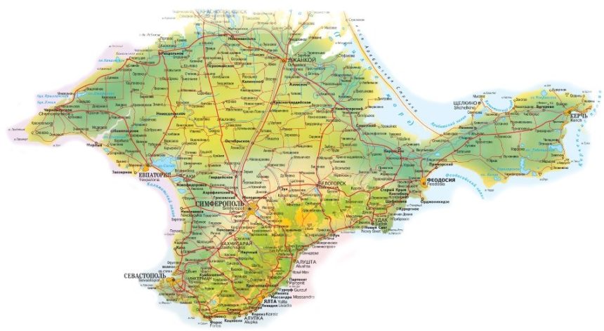 Подробная карта Крыма на русском языке